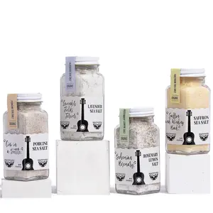 Healthy On You Flavored Sea Salt Gift Set with Saffron, Rosemary, Porcini, and Lavender for Gourmet Cooking and Seasoning
