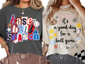 Baseball Season Comfort Color Shirts, Baseball Game Day Graphic Tee, Y2K Baseball Mom Outfit, Womens Shirt, Gameday, Baseball, Game Day Outfit Inspo
