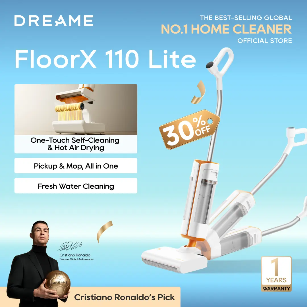 DREAME FloorX 110 Cordless Electric Mop Cleaner - Household Items Floor Washer, 45min Runtime, 5.1 lbs Lightweight, Dual-Tank Design, Self-Cleaning Brush, Cable-Free, Less Scrubbing, Wet Spill Targeting,back to school,back to school haul