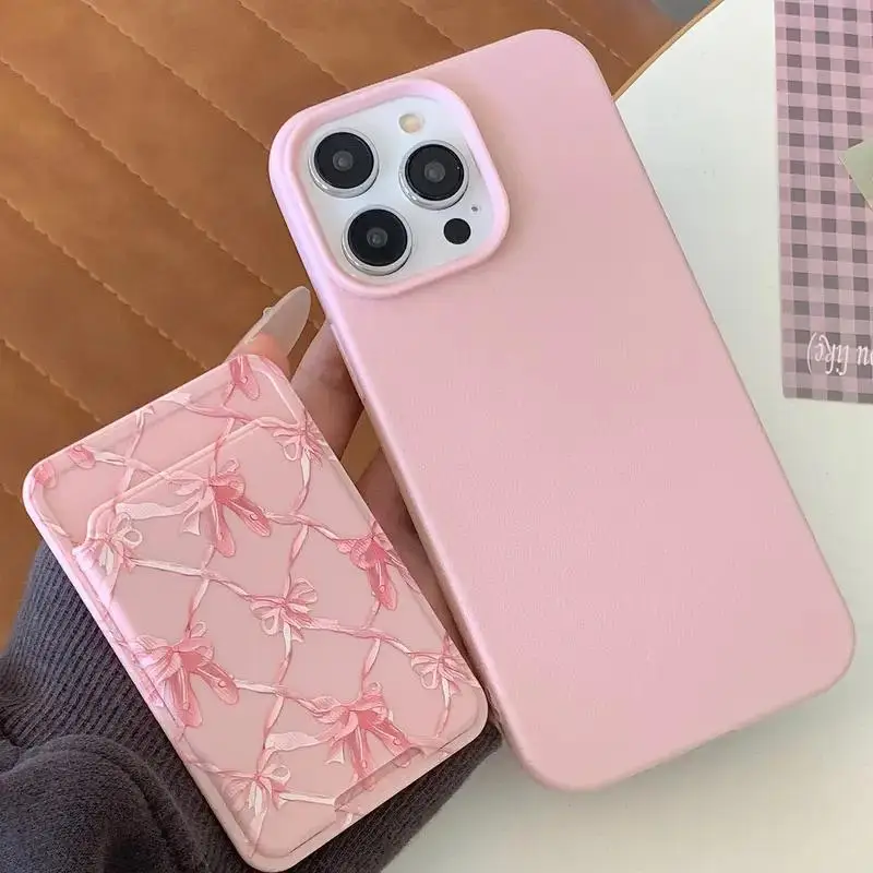 Bowknot Pattern Phone Case with Card Holder, 1 Count Phone Protective Cover, Phone Accessories Compatible with iPhone 11 12 13 14 15 16 Pro Max
