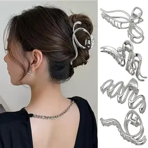4-Piece Suit Hair Clips Metal Claw Clip for Women Strong Hold Claw for Heavy Hair Irregular Large Clips Hair Accessories for Long Thick Hair