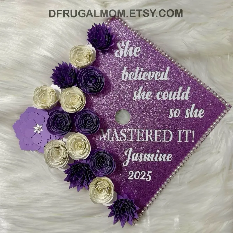 Graduation Cap Decor, Graduation Cap Topper | Cap Topper, Graduation Cap Design, Flower Graduation Cap, Grad Cap Topper, DIY Cap Topper