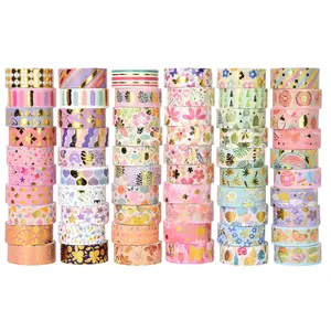 60 Rolls Washi Tape Set, 15 mm  Foil Cute  Floral Decorative for Journaling Supplies