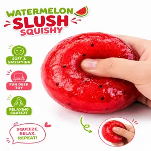 Watermelon Slush Squishy Stress Relief Toy, Soft Juicy Squeeze Fidget Toy with Seed Specks, Cute Sensory Desk Toy for Adults Teens Kids, Fun Hand Toy for Relaxing, Anxiety Relief, Party Favor, Gift, TikTok Viral Play