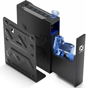 Biometric Gun Safe for Nightstand, Desk, Bedside Mounted, Auto Open Pistol Safe, Drawer Handgun Safe with Internal LED light, Silent mode, Quick Access Gun Lock Box with Fingerprint, PIN Code, Key Keypad