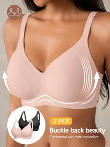Jelly Wireless Women Comfortable Push Up Buckle Bras Wireless Seamless Full Coverage Bra Buttery Soft Basic Everyday Tshirt Bra Perfect for Casual Use