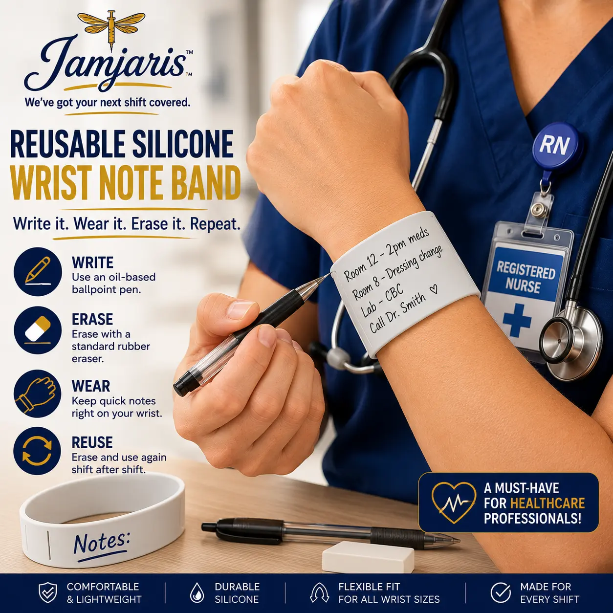 Reusable Silicone Memo Wristband – Slap Note Bracelet