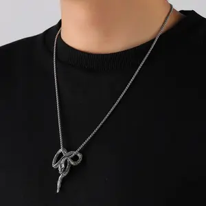 New Halloween pendant necklace with titanium steel chain Black Mamba sweater chain with hip hop necklace