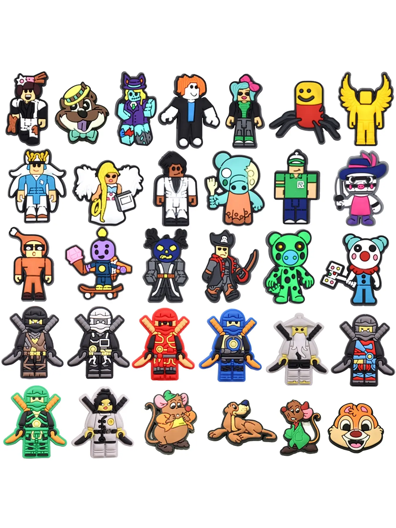 31/17/14pcs Cartoon Cool Mask Ninja PVC Shoe Accessories, Shoe Charms, Anime Block Figure Decor, DIY Detachable, Party gifts for wooden clogs, bags, bubble slides, sandals, DIY detachable, and beach bag accessories for Anime Lovers Footwear