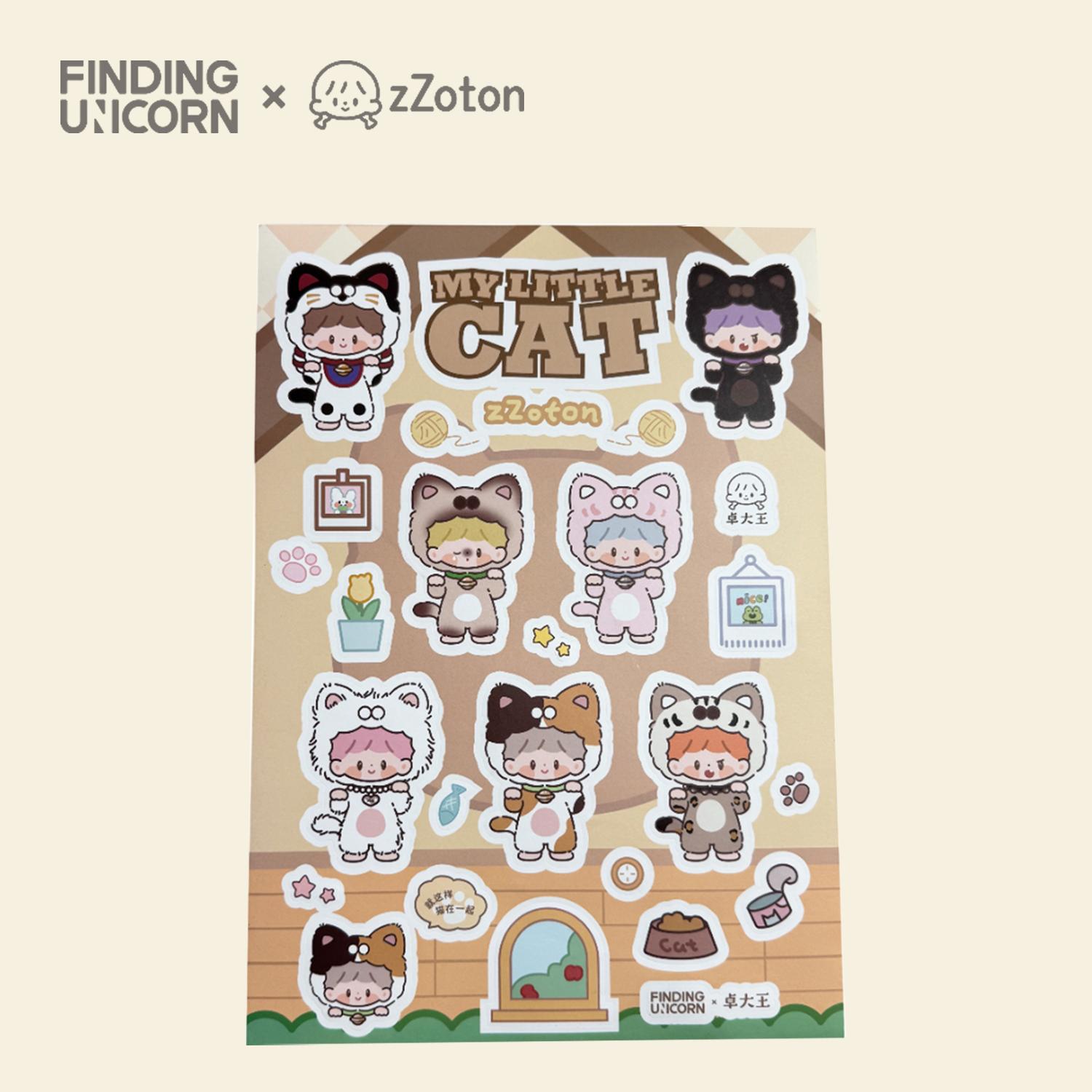 【 Gift Only】[FINDING UNICORN]  zZoton My Little Cat Stickers Cute Figures Desktop Ornament Collectible Toys Birthday Gifts