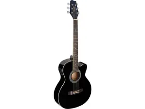 Stagg 22552 Auditorium Cutaway Acoustic-electric Guitar with Basswood Top- Black