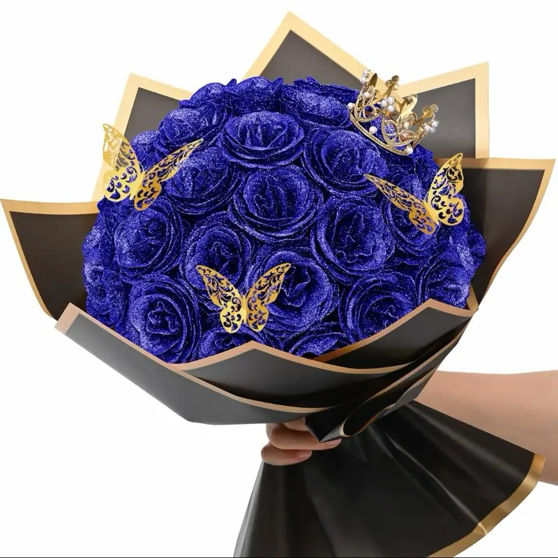 DIY Glitter Rose, fake glitter roses bouquet grid survival