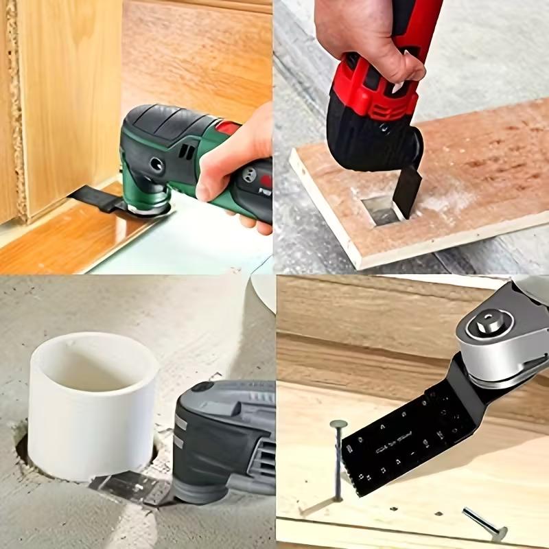 20PCS Oscillating Tool Blades, Titanium & HCS Oscillating Saw Blades for Metal/Wood/Plastic Cutting, Curved Edge Multi Tool Blades Compatible with Dewalt Bosch Milwaukee Ryobi