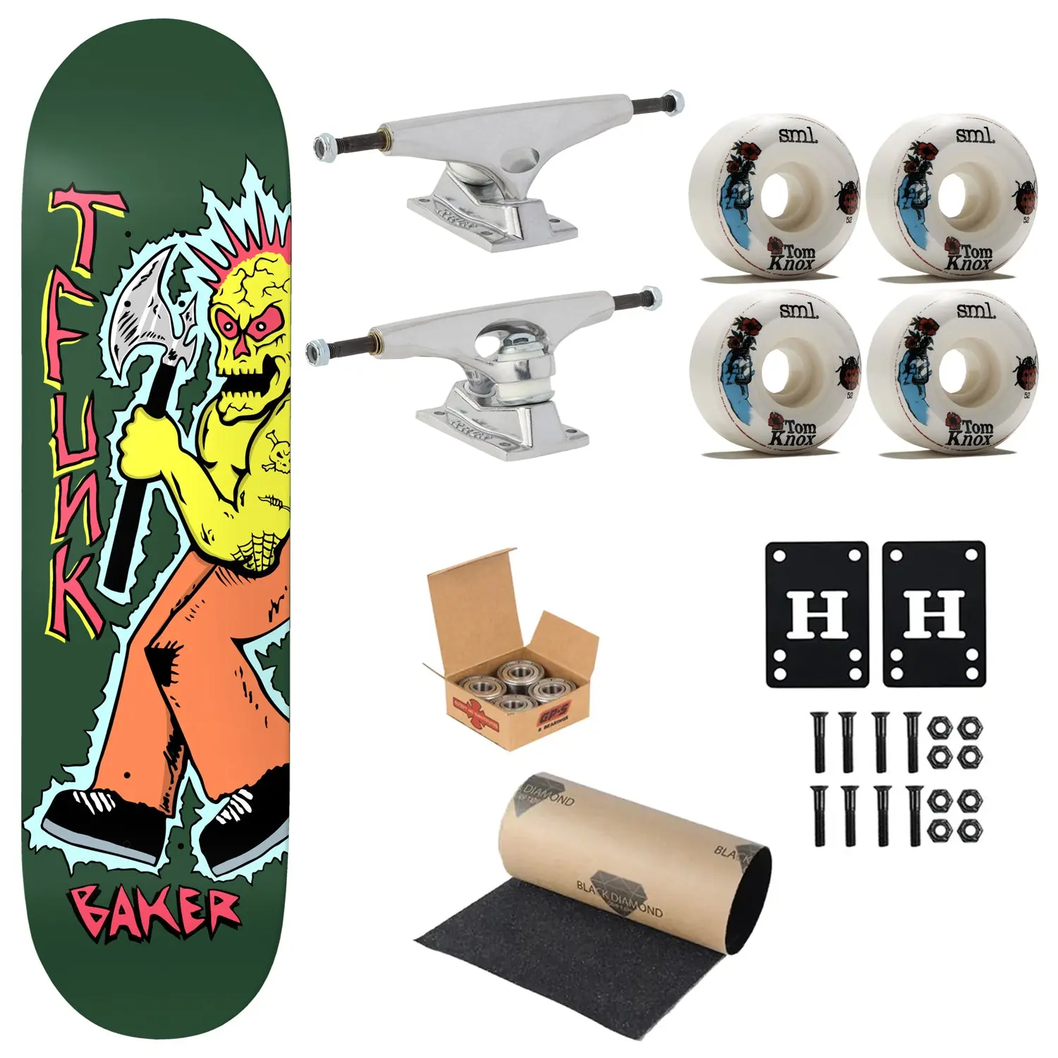 Baker Premium Complete Skateboard T-Funk Axe Man 8.38" Ft. Krux/SML/Independent