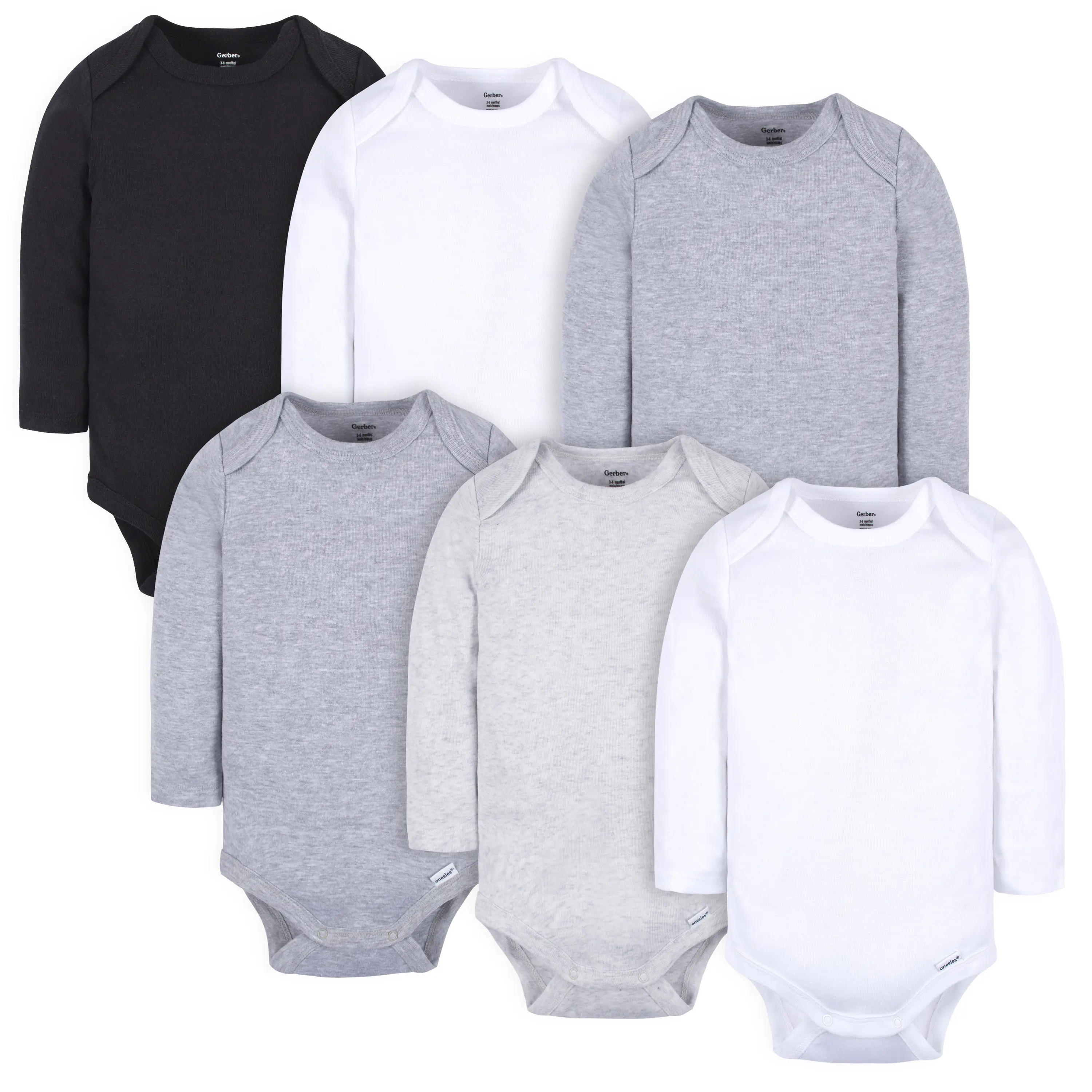 Onesies® Baby Neutral 6-Pack Onesies - Soft Cotton Bodysuits with Lap Shoulder Necklines & Bottom Snap Enclosures for Easy Diaper Changes
