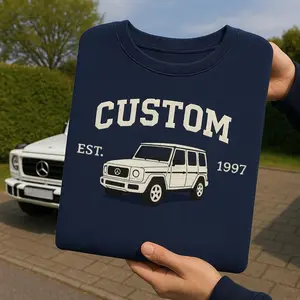 Custom Car Photo Embroidered Sweatshirt, Personalized Gift for Him, Race Car Embroidered Sweatshirt, Gift for Dad, Car Lover Gift