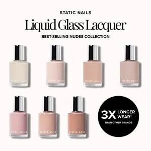 Static Nails Best-Selling Nude Liquid Glass Lacquer Collection- Lasts 3x Longer Than Other Nail Polish Brands- Chip-Resistant, Long-Lasting, Non-Toxic