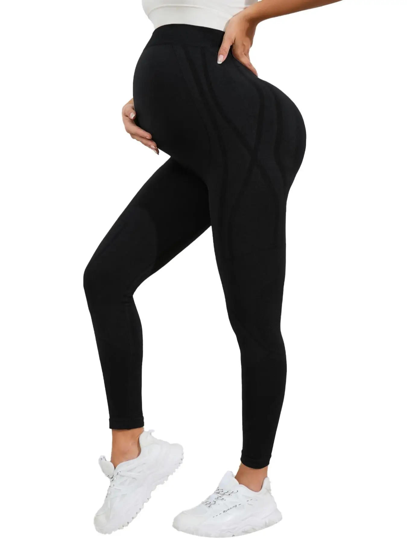 Women's Maternity Leggings, Over The Belly Full Length Pregnancy Yoga Pants, High Stretch Solid Color Gym Workout Leggings, Women's Maternity Activewe