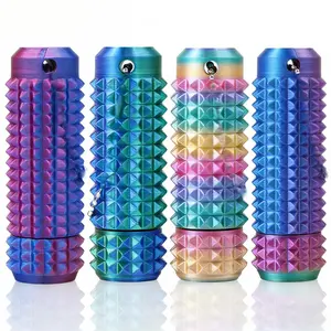 Spiky Pain Stim Fidget Spinner Keychain 3D Printed Rotatable Grippie Sensory Toy Firm Plastic Spikes Stress Anxiety Relief Focus Aid Portable EDC On-the-Go Vibrant Colors Novelty Gift for Adults Autistic Friends Coworkers Family Christmas Stocking Stuffer