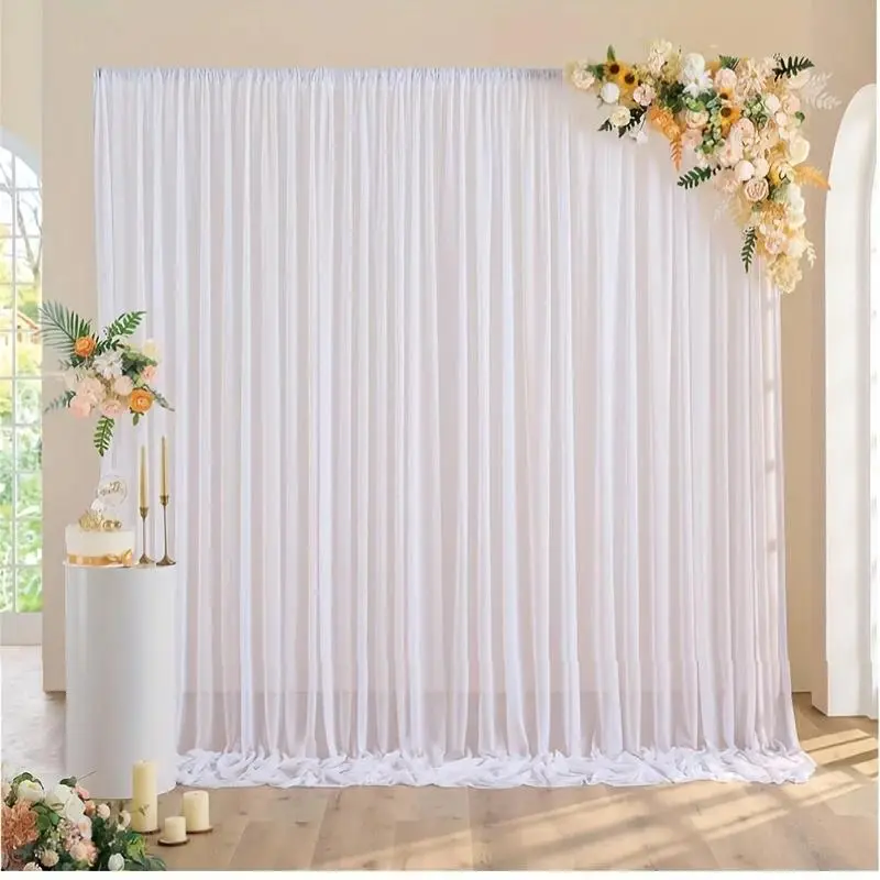 Solid Color Wedding Party Backdrop, 2 Counts/set Transparent Curtain Set, Versatile Photo Background, Perfect for Bridal Party, Baptism, Birthday, Party Decorations Banners, Party Decoration Supplies
