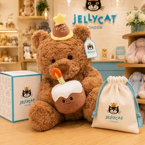 Jellycat Birthday Bear Plush with Cake, Cute Teddy Bear Stuffed Animal, Soft Birthday Cake Bear Toy, Gift for Kids Girls Baby Shower