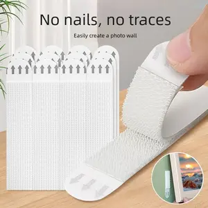 12 pairs No-drill wall hooks for wedding photos and picture frames, adhesive Velcro, invisible door hooks.