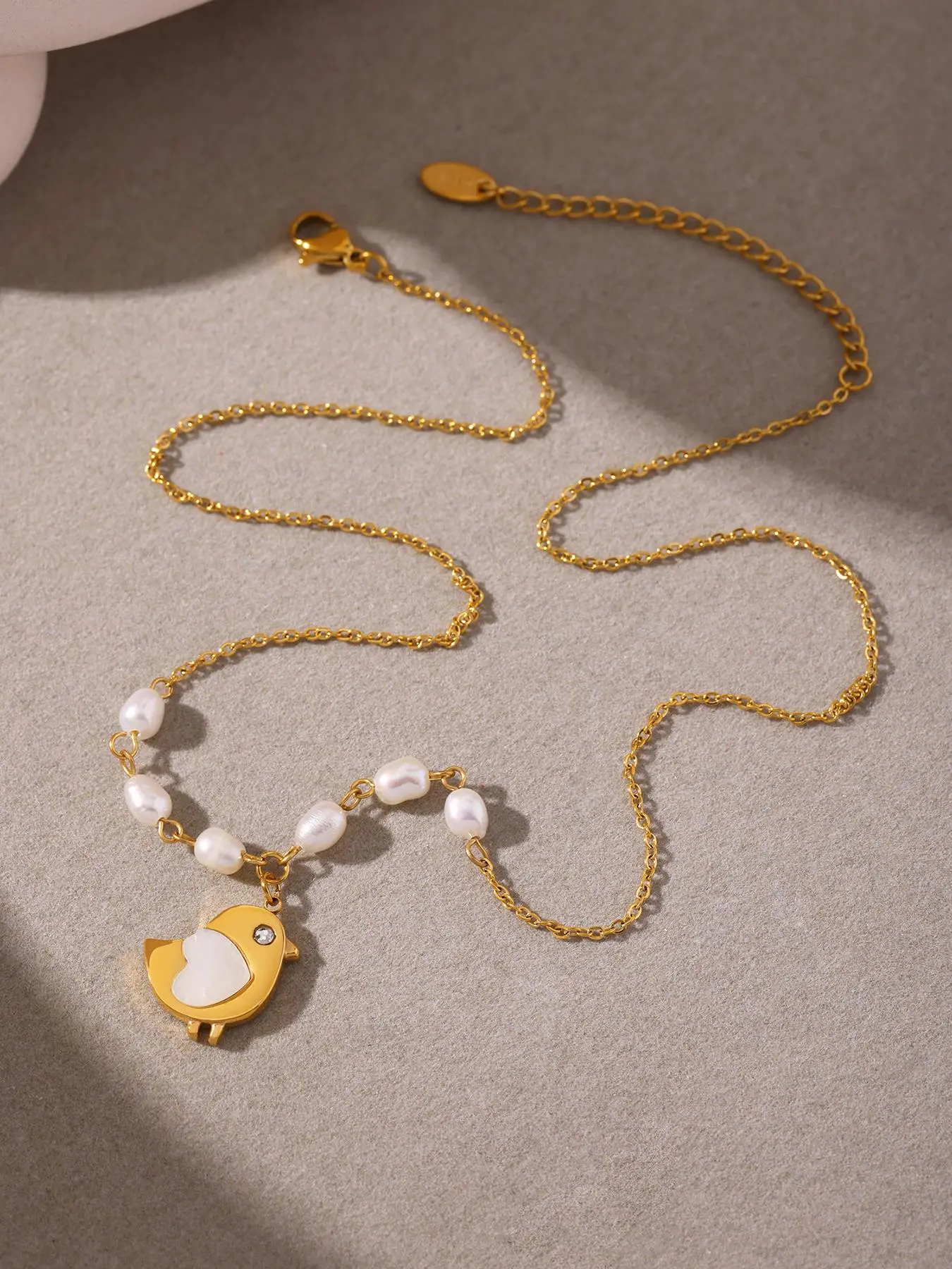 Cute Chicken Design Pearl Necklace, Fashion Jewelry for Party, Daily Clothing Decor, Trendy All-match & Exquisite Jewelry for Birthday Gift