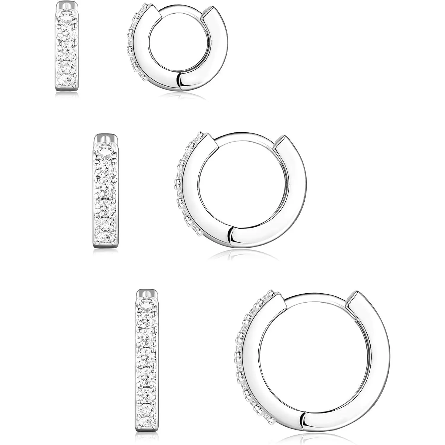 Silver-cz hoops 6 8 10