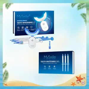 MySmile Pro Dental Teeth Whitening Kit with Refill Pack, LED Mouthpiece, Peroxide Gel, Hydroxyapatite Tooth Repair Material & Silicone-Component Oral Care Set
