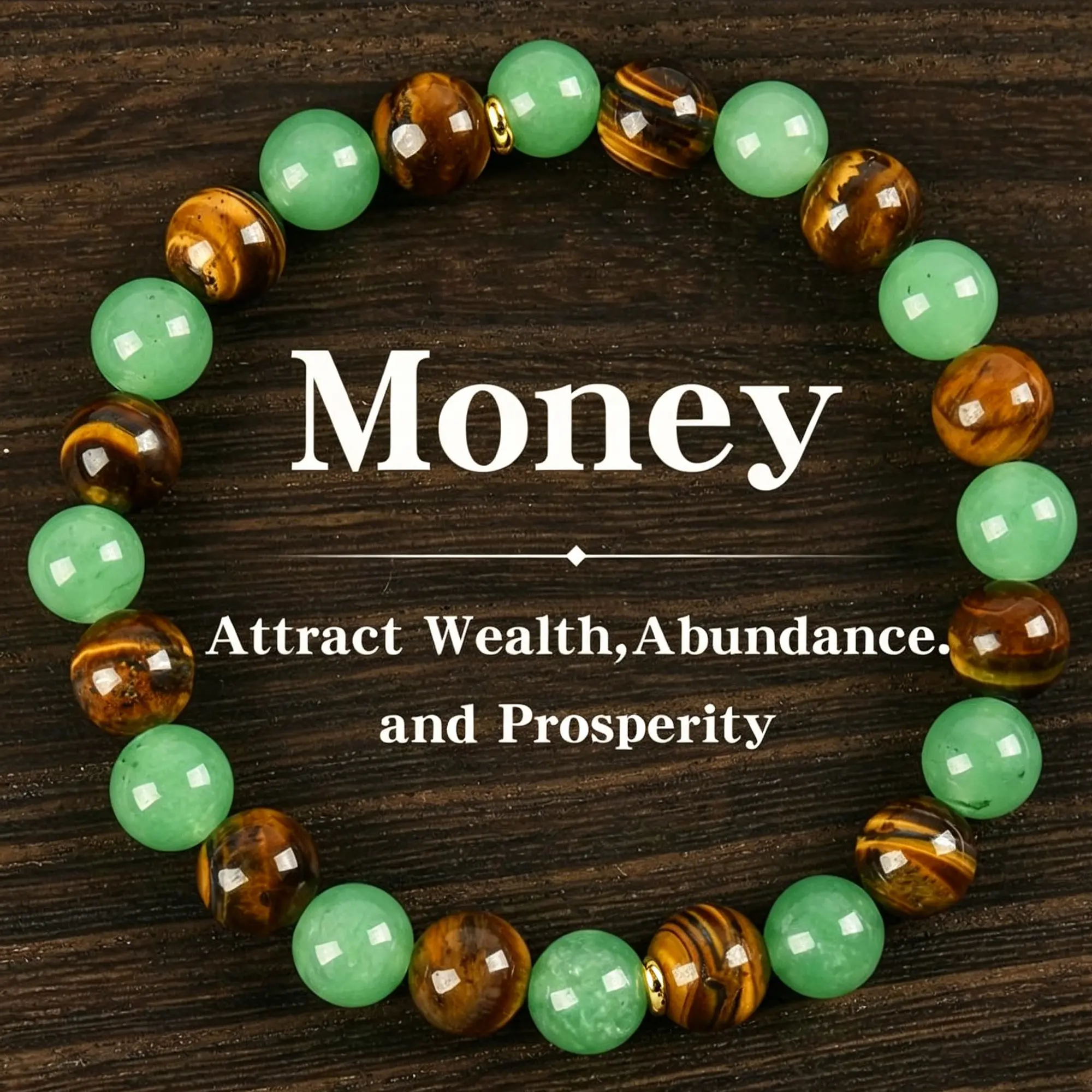 Arpurraina Money Bracelet with Green Aventurine, Tiger Eye - Men's and Women's Crystal Jewelry for Abundance, Confidence, Prosperity Healing Gift