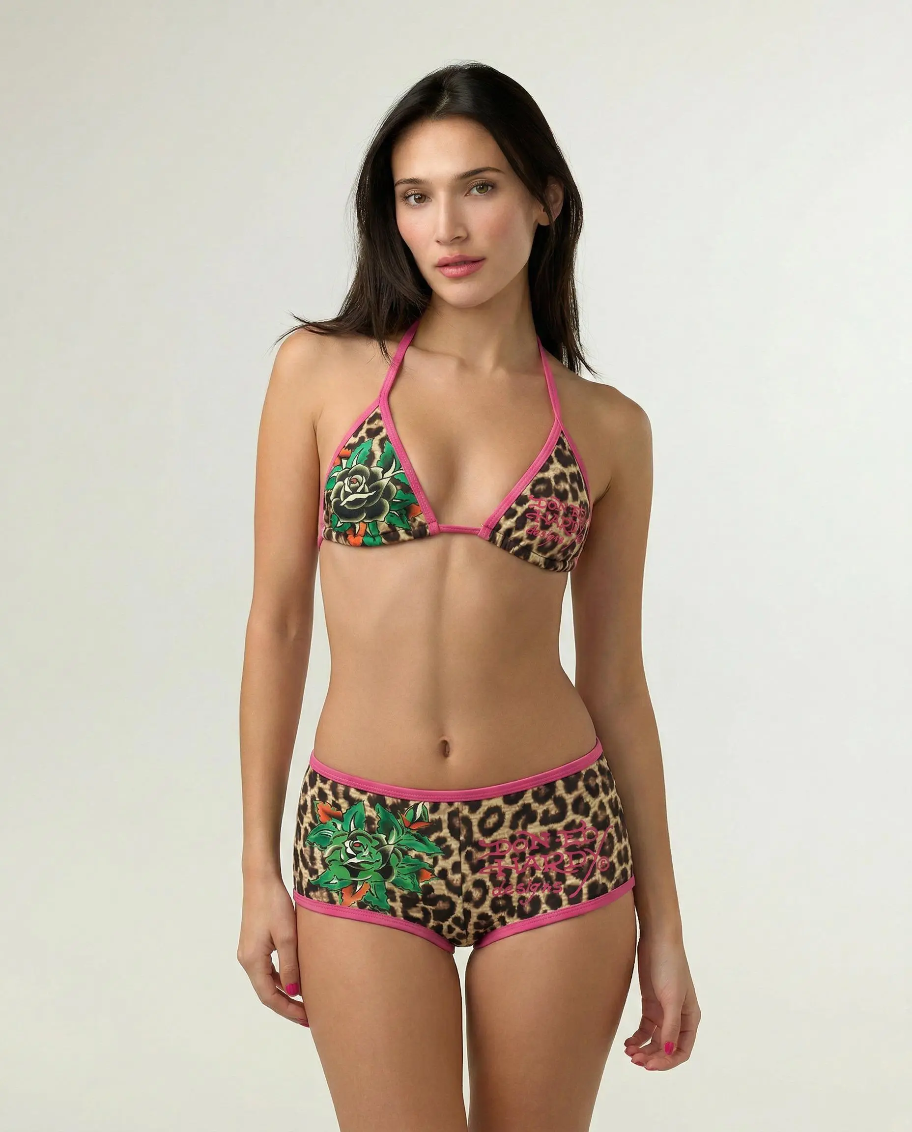 Ed Hardy Women's Graphic Swim Boy Shorts, Y2K High Waisted Bikini Bottoms Ed Hardy Women's Graphic Swim Boy Shorts, Y2K High Waisted Bikini Bottoms
