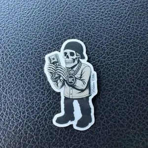 Welding Sticker - Welder Counting Money Skull Design