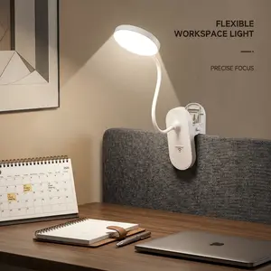 USB Rechargeable Clip-on Desk Lamp LED Touch Dimmable Eye Protection Night Light Adjustable Reading Lamp with Cord & Dimmer Switch