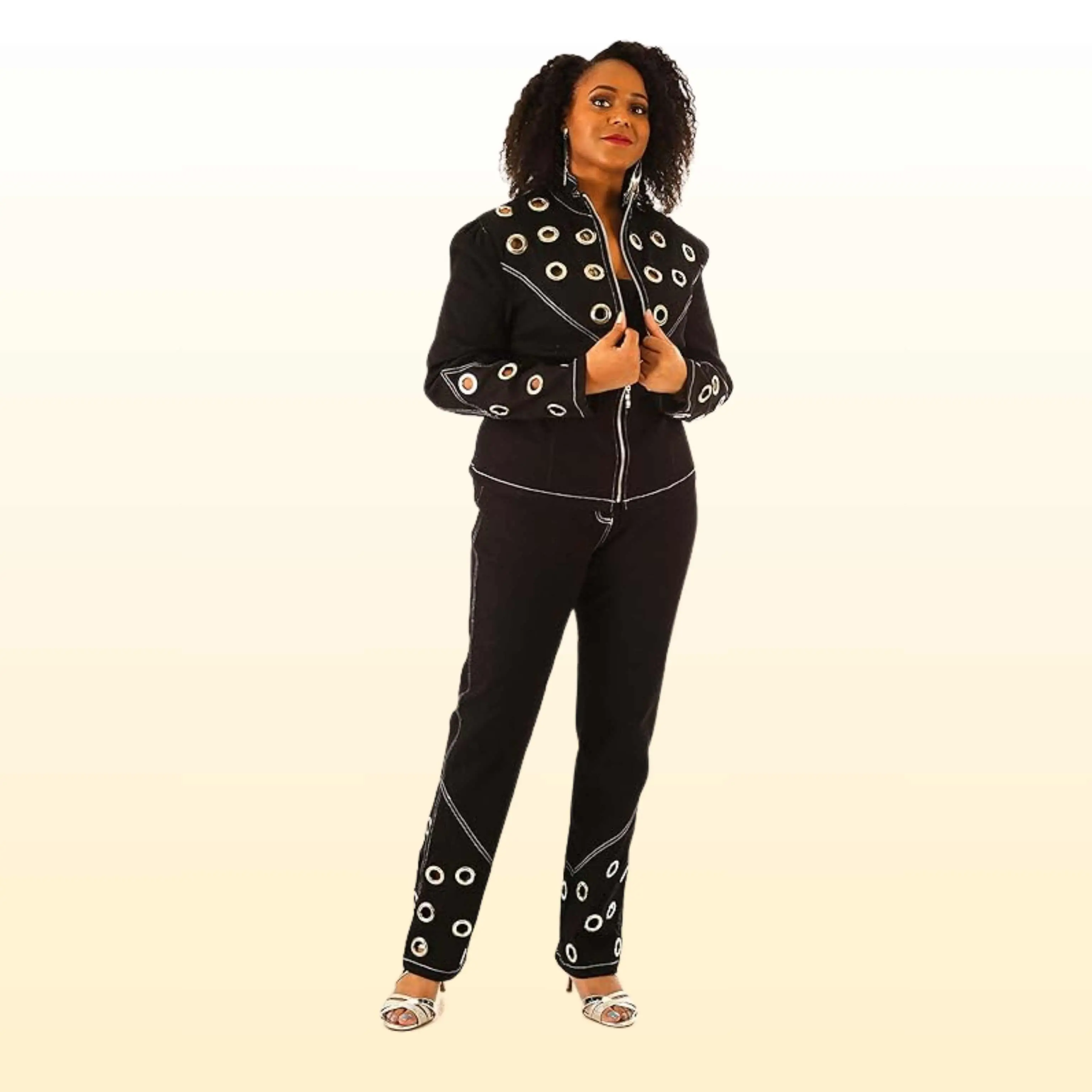 Blue Jean 2-piece Denim set with Eyelets