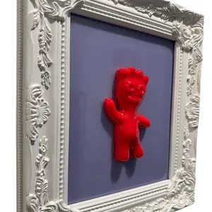 Pastel Purple & Pink/Red Sour Patch Kid Resin Wall Art 12x14 Framed Ready to Hang Handcrafted High-Gloss Iconic Design Solid Wood Panel Antique Frame