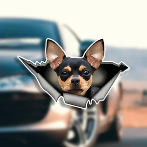 ALLENG Chihuahua Theme Waterproof Vinyl Stickers - Durable Car, Truck, and Motorcycle Stickers - Cute Dog Design with Realistic Details and Vibrant Colors