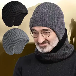 Men's Knit High Quality Hat with Ear Flaps, Perfect Father's Day Gift, Warm Winter Headwear, Comfortable and Stylish Design, Casual Christmas Accessory