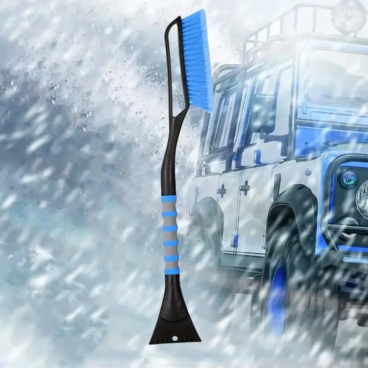 27 Inch Snow Brush with Ergonomic Foam Handle, Detachable Ice Scraper, Abs & PVC Bristles, Ideal for Cars Trucks Suvs
