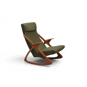 RARE DANISH MODERN ATOMIC HIGHBACK TEAK ROCKING CHAIR