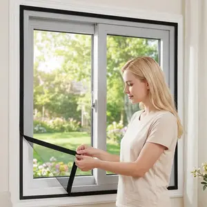 Self-Install No-Punch Magic Tape Window Screen, Inner Open Ventilated Mosquito Insect Proof, Easy Installation, Ca Prop 65 Compliant