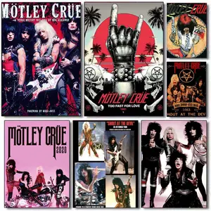 Popular Band M-motley C-crues Retro Poster, Classic Prints HD Waterproof Self-Adhesive Art Wall Print for Home Decor Gift Fade-Resistant Easy-Apply Durable Dly Artwork Multiple Sizes, Easy to Apply & Clean, Vintage Prints