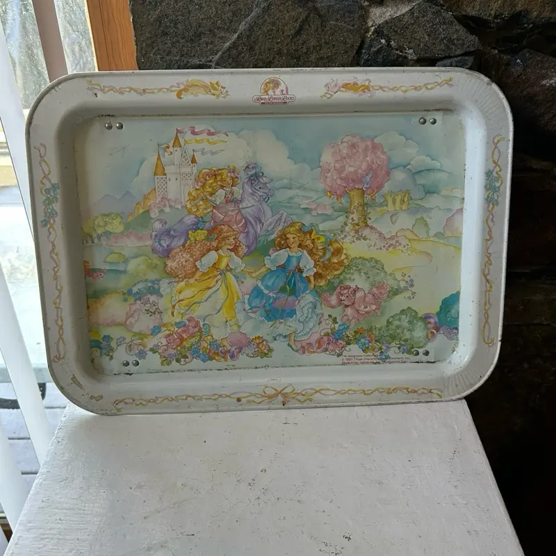 Vintage 1987 Lady Lovely Locks Pixie Tails Themed Metal Folding TV Tray