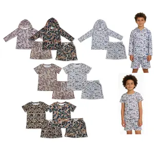 Kids' Grey Camo 2-Piece Suit - Cute Comfy Casual Sweatshirt & Shorts, Clothes Kids for 4-5 Years Boys, Trendy Fashion Must-Haves