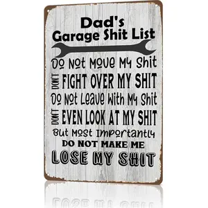 Vintage Metal Sign 'Dad'S List' For Garage, Bedroom, For Man Cave - Funny Novelty Gift For Dads & Men, Home Decoration 12x8 Inch