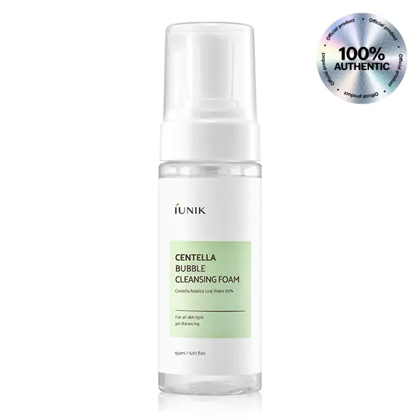 IUNIK Centella Bubble Cleansing Foam - Official Product Soothing Vegan Facial Cleanser Face Wash to Remove Pores, Blackheads & Whiteheads (5.07 fl oz)