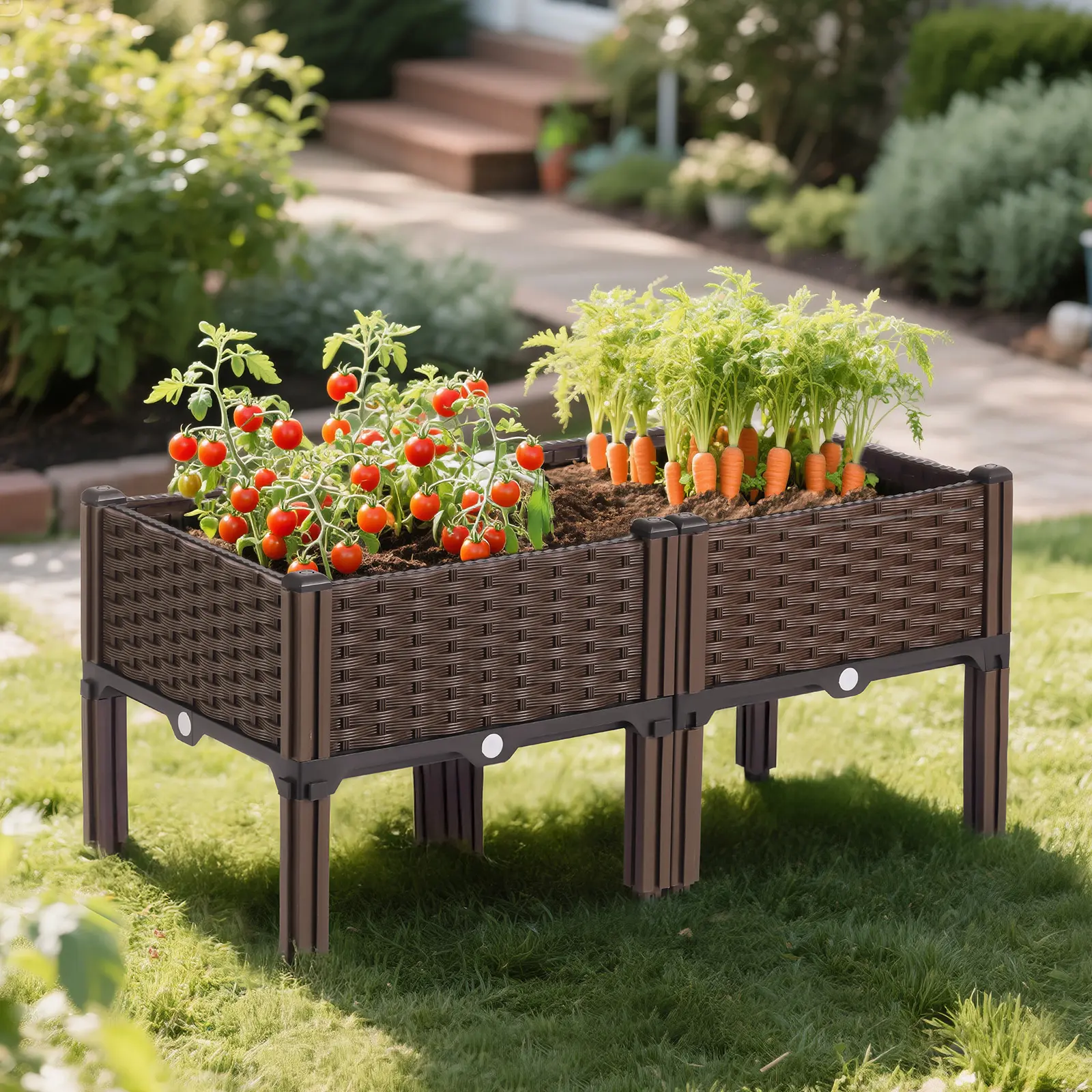 Elevated Raised Garden Bed with Legs - Outdoor Planters for Porch, Planter Box Stand, Vegetable Planting Box for Herbs & Flowers, Backyard Home Supply