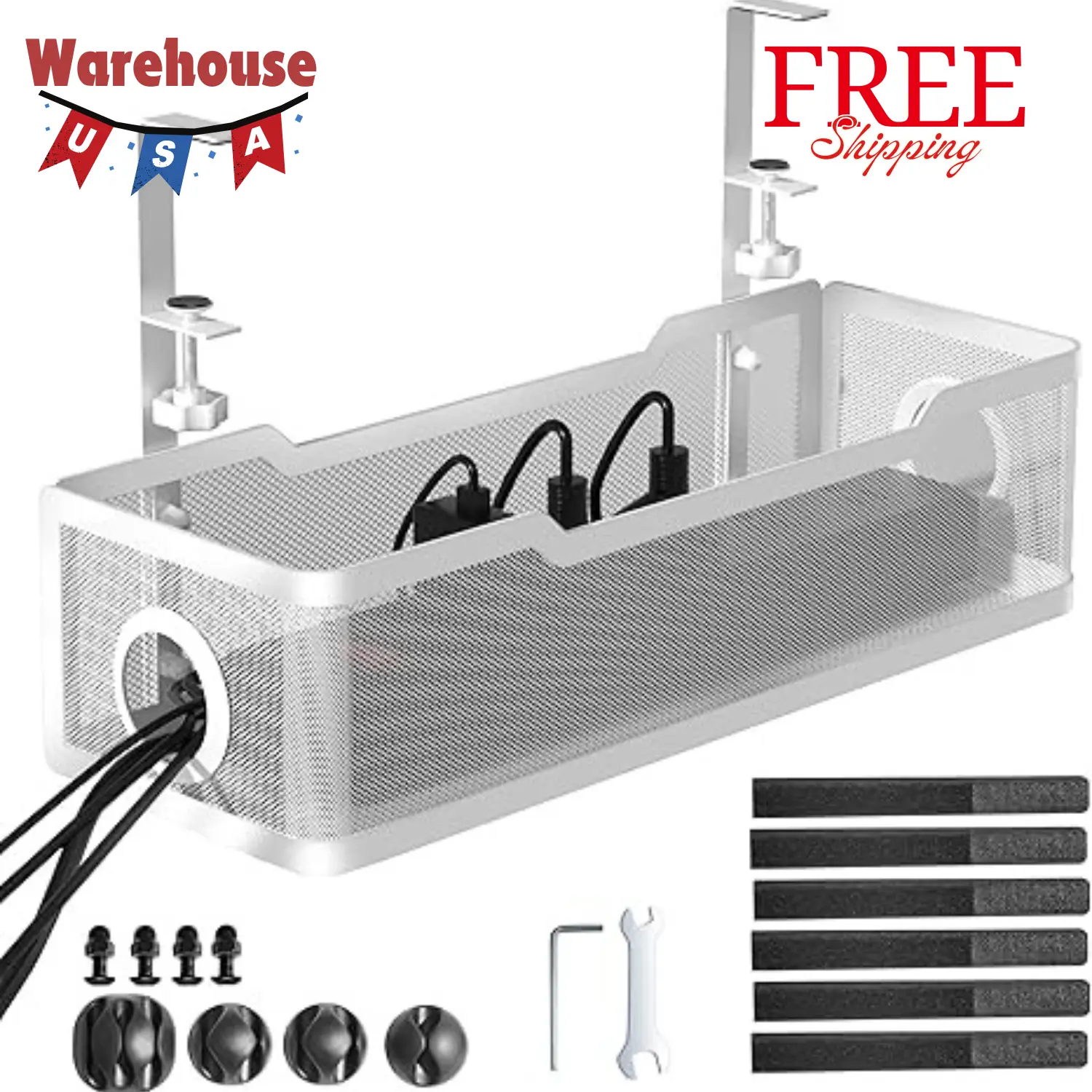 Under Desk Cable Management Tray White