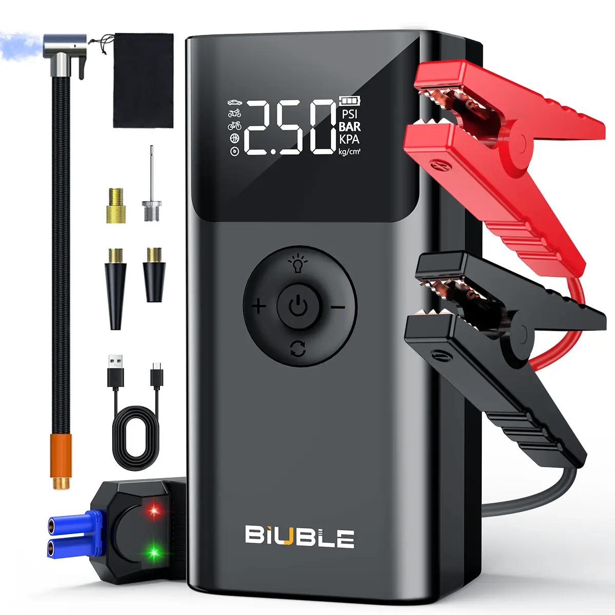 New BIUBLE Car Jump Starter 8000A (ALL Gas, 10L Diesel) Portable Car Jump Starter with Air Compressor, 150PSI Tire Inflator, 12V Battery Charger Jumpe