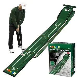 Golf Putting Mat with Hole – Indoor Putting Green, Wrinkle-Free Golf Training Aid, Mini Golf Set with Auto Ball Return, Alignment Guide & Wood Base – Perfect for Home, Office, Apartment Practice, Stress Relief & Gifts for Golfers