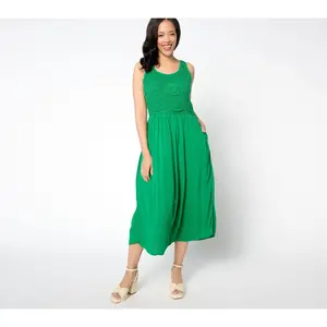 Destination 365 Regular Crinkle Chiffon Crochet Maxi Dress